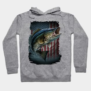 Fishing Camouflage US American Flag Bass Fish Fisherman Camo Hoodie